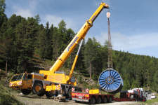 Seiltrommeltransport in den Tiroler Alpen