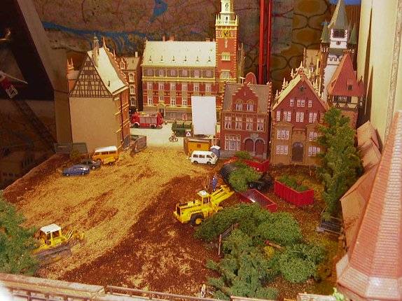 Die Baustelle von der Stadtmauer aus gesehen