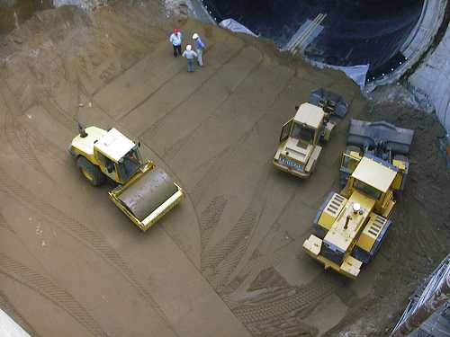 Erdarbeiten im Zielschacht