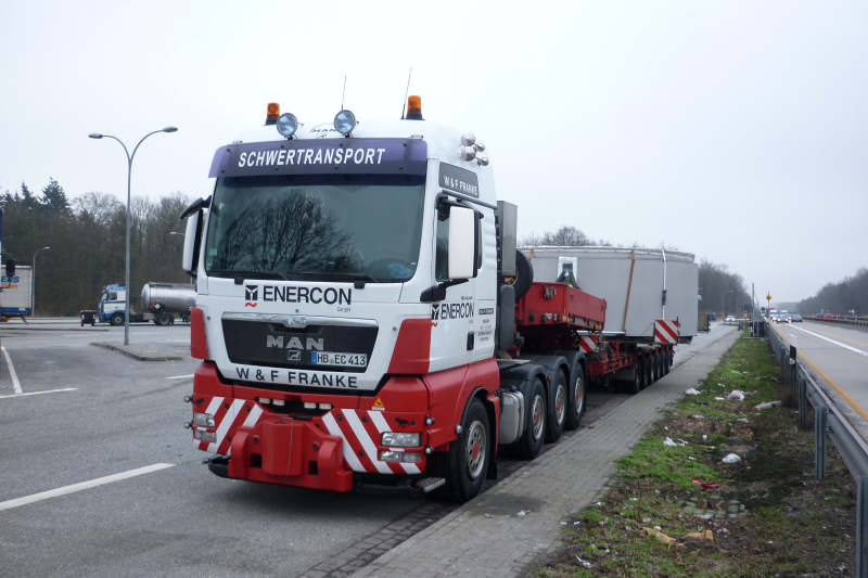 MAN 41.540 TGX mit Enercon E 82 Statortransport