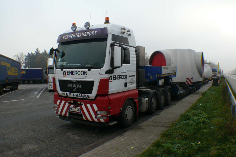 MAN 41.540 TGX mit Enercon E 82 Nabentransport