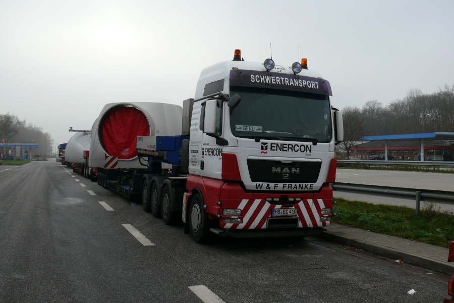 MAN 41.540 TGX mit Enercon E 82 Nabentransport