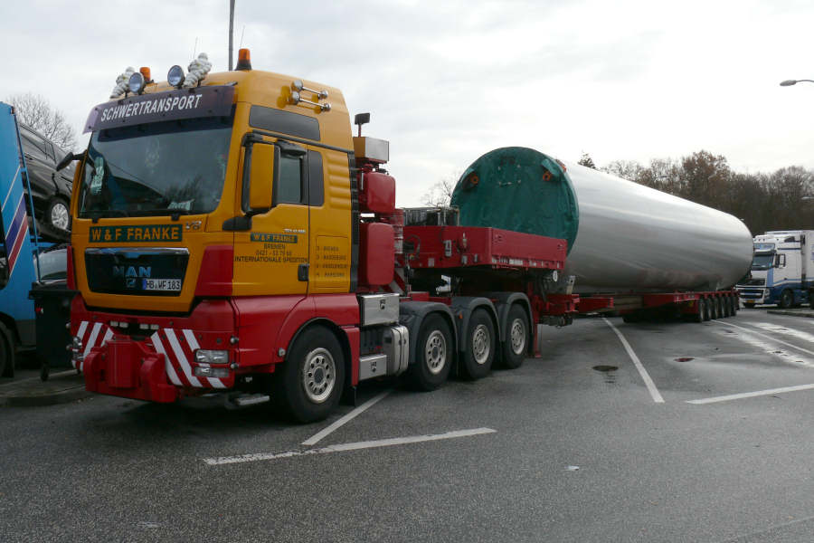 MAN 41.680TGX mit Enercon Turmteil Transport